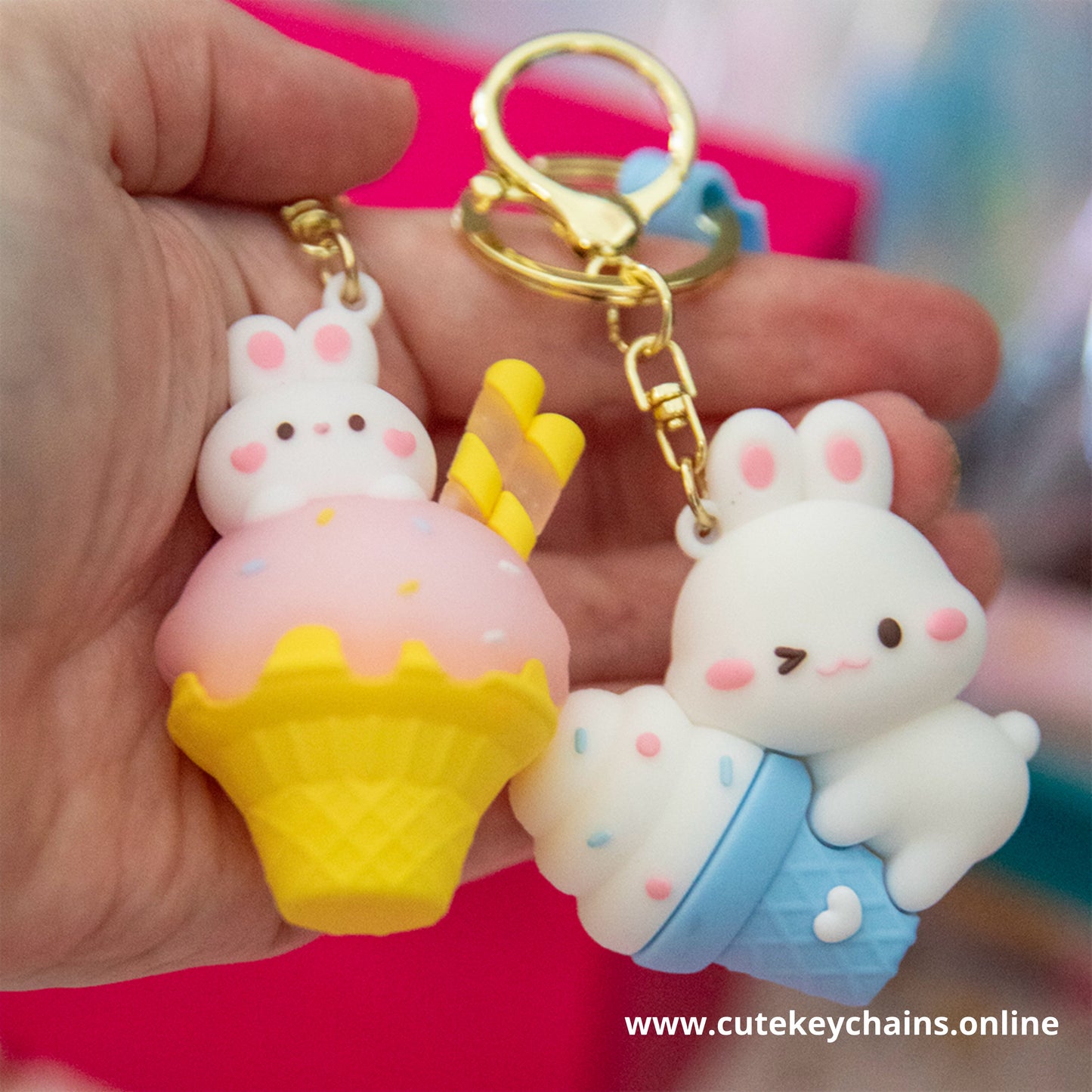 Cute Pink Easter Bunny Keychain - 3d Keychain, Key Chain for Women, Key Chain for kids, Gifts for girl keychain, kawaii keychain, cute keychain Australia