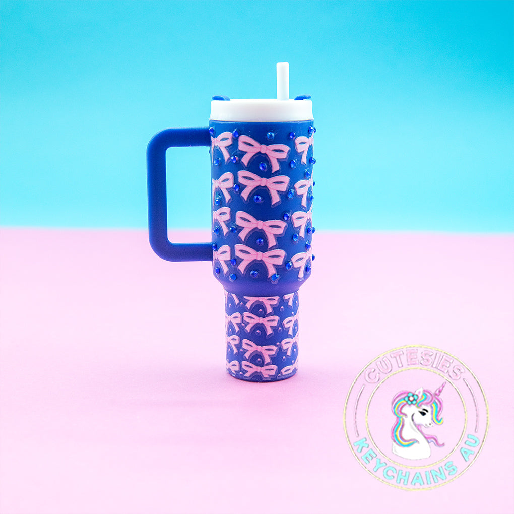 Mini tumbler Lip Balm Holder Keychain (Blue Belle) - Deluxe Edition