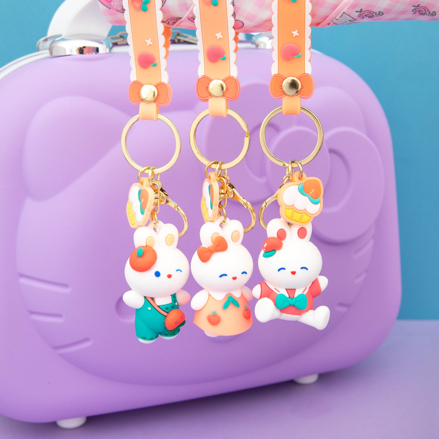Cute Rabbit Keychain - bunny keychain, 3d Keychain, KeyChain for Women, KeyChain for kids, Gifts for girl keychain, kawaii keychain,