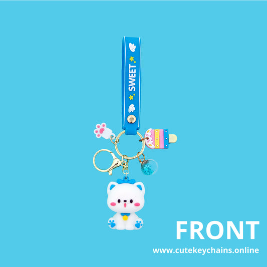 Cute Blue Kitty Keychain, Key Chain for Women, Key Chain for kids, Gifts for girl keychain, kawaii keychain, cute keychain Australia