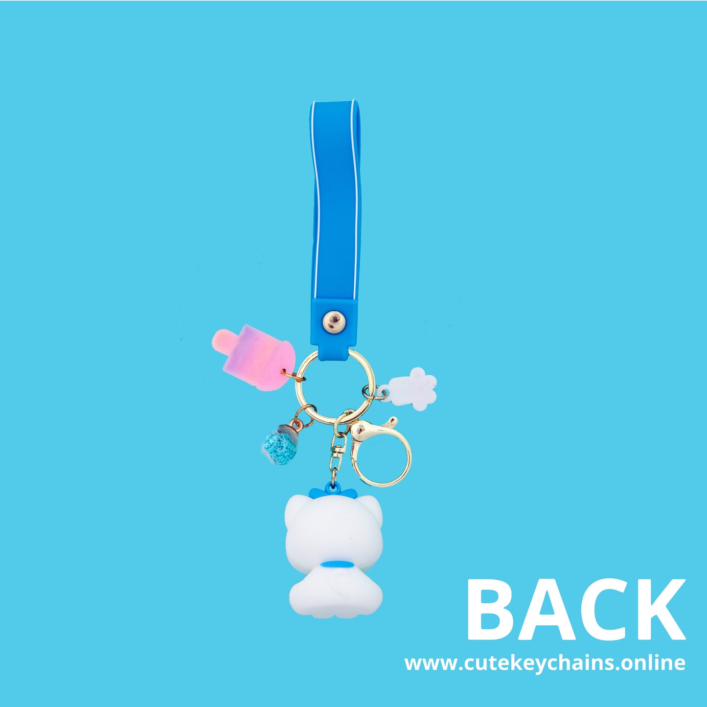 Cute Blue Kitty Keychain, Key Chain for Women, Key Chain for kids, Gifts for girl keychain, kawaii keychain, cute keychain Australia