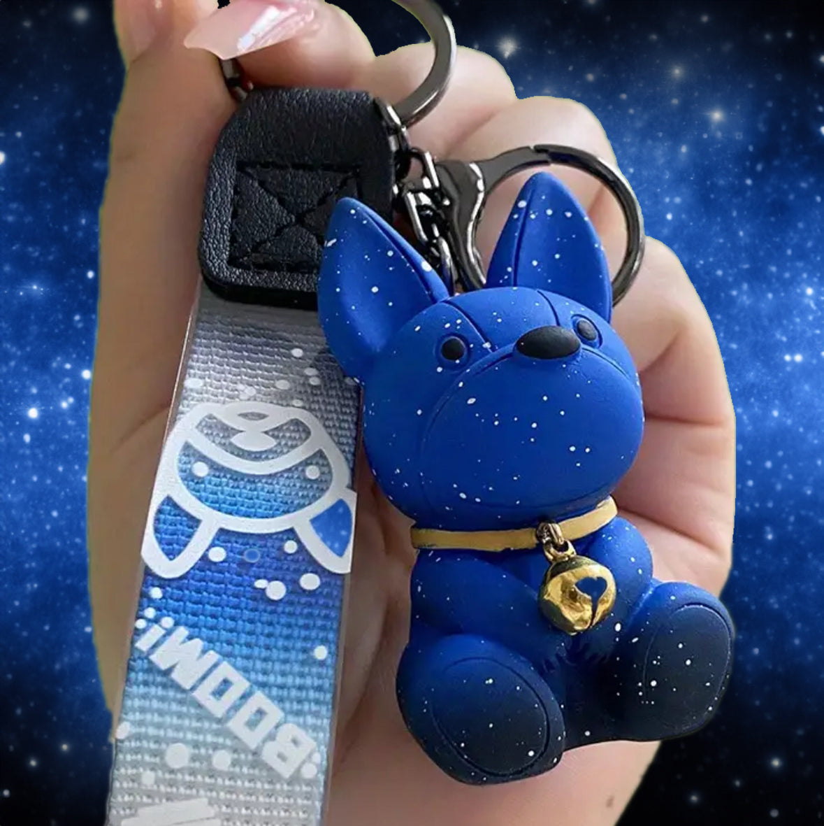 Cute Galaxy Dog Keychain (Blue) - 3d Keychain, keychain for men, Key Chain for kids, Gifts for girl keychain, kawaii keychain,