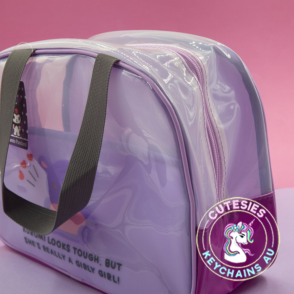 Cute Large PVC Purple Kuromi Bag - Kuromi bag, Kuromi PVC bag, Sanrio shoulder bag, clear kawaii bag, purple Kuromi purse, anime fashion accessory, kawaii shoulder bag, Kuromi merch Australia