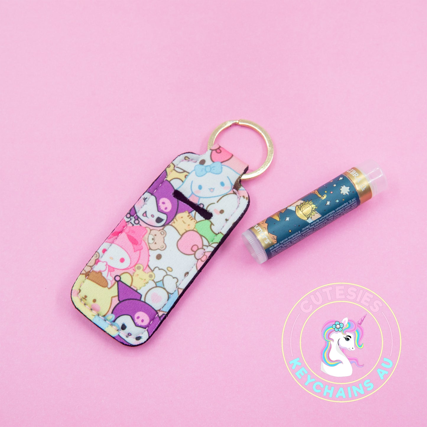 Cute Lip Gloss Pouch Keychain no.5 - lip gloss holder keychain, sanrio chapstick holder, kawaii lip balm case, cute keychain accessories,