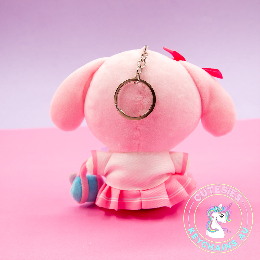 Cute Plush My Melody Keychain - cute plush keychain, kawaii Sanrio keychain, pastel pink keyring, My Melody bag charm, kawaii gift idea, plush My Melody accessory, Sanrio merch Australia