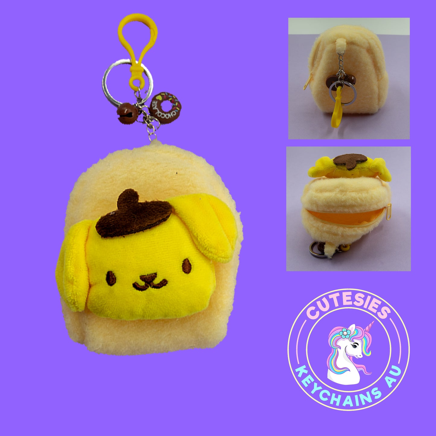 Cute Mini Plushy Kitty Bag - Fluffy Plush Keychain, Hello Kitty mini bag, kawaii keychains storage, soft plush keychain, cute trinket bag,