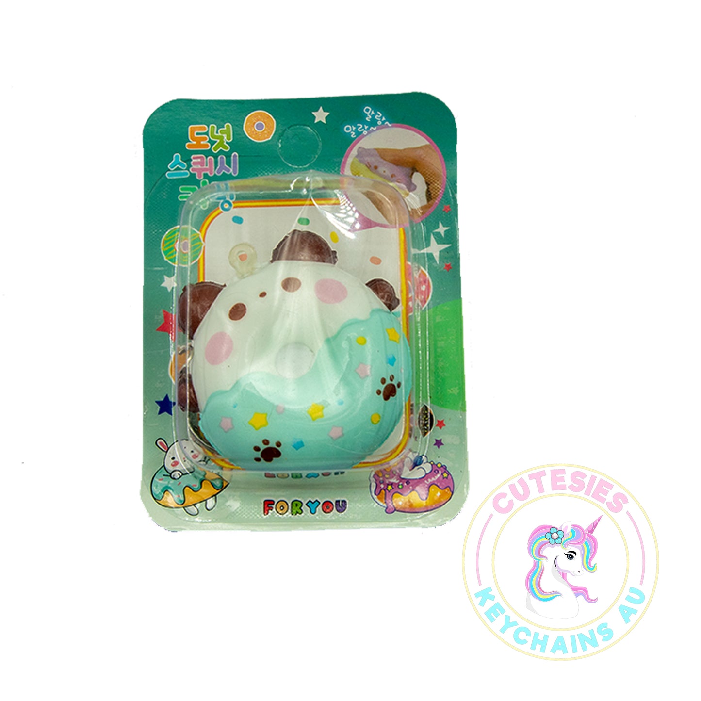 Cute DIY Squishy Keychain - Squish 1 - Kawaii Panda Bear donut shape- Kawaii squishy, donut keychain, DIY silver keychain, squishy animals, adorable keychain, cute accessory, portable squishy, compact keychain, kawaii accessory, DIY keychain craft