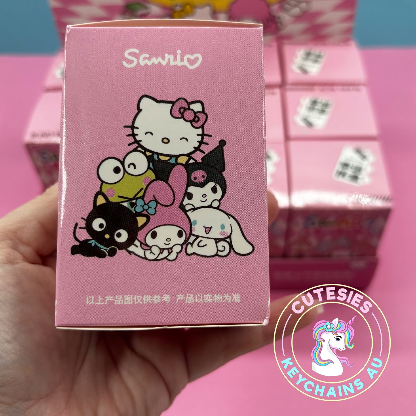 Cute Blind Box Keychains - Sanrio blind boxes, Sanrio keyrings, Sanrio mystery box, kawaii keychains, Hello Kitty blind box, Cinnamoroll keyring, Kuromi keychain, My Melody surprise box, cute Sanrio collectibles, pink Sanrio gifts, kawaii surprise box.