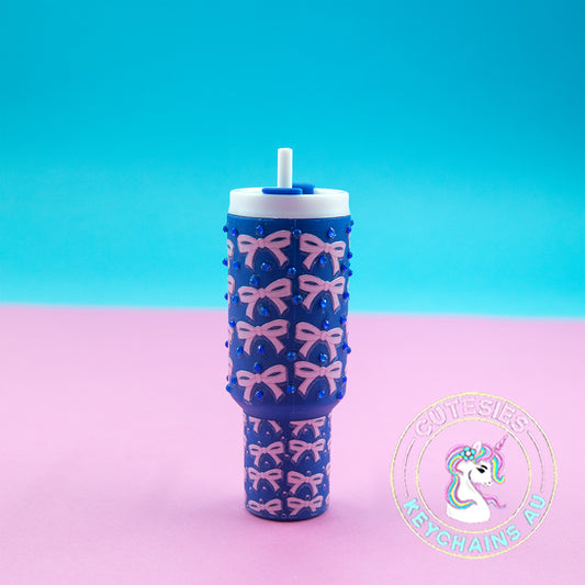 Mini tumbler Lip Balm Holder Keychain (Blue Belle) - Deluxe Edition