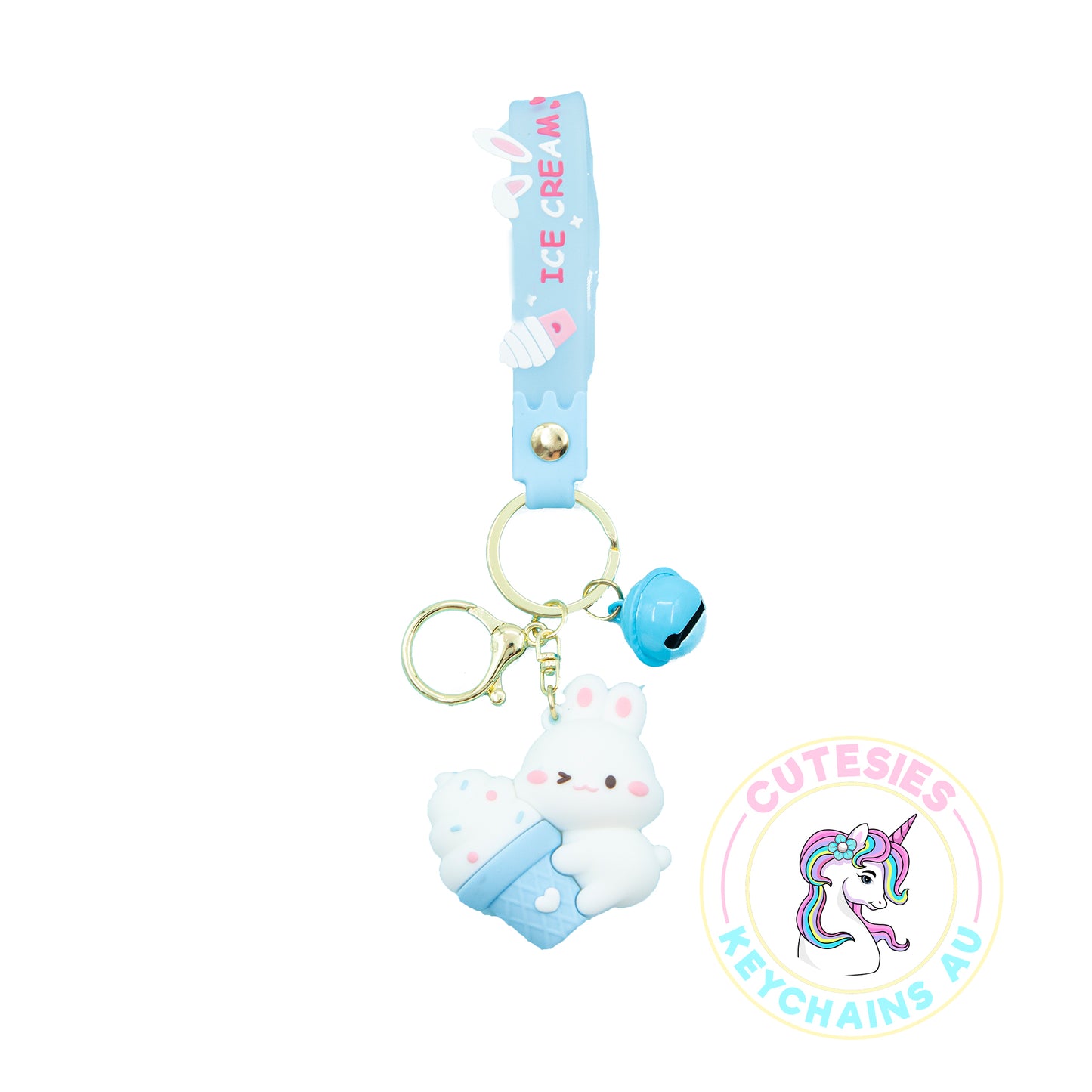 Cute Blue Easter Bunny Keychain - 3d Keychain, Key Chain for Women, Key Chain for kids, Gifts for girl keychain, kawaii