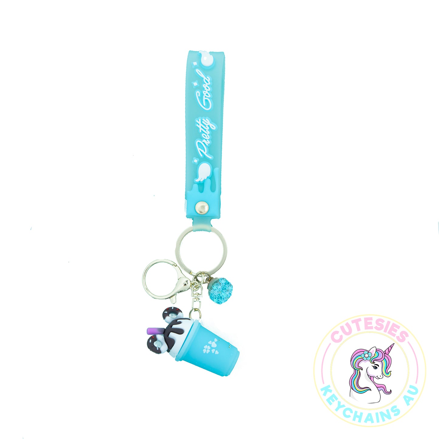 Cute Blue Boba Sparkles Keychain, Key Chain for Women, Key Chain for kids, Gifts for girl keychain, kawaii keychain, cute keychain Australia