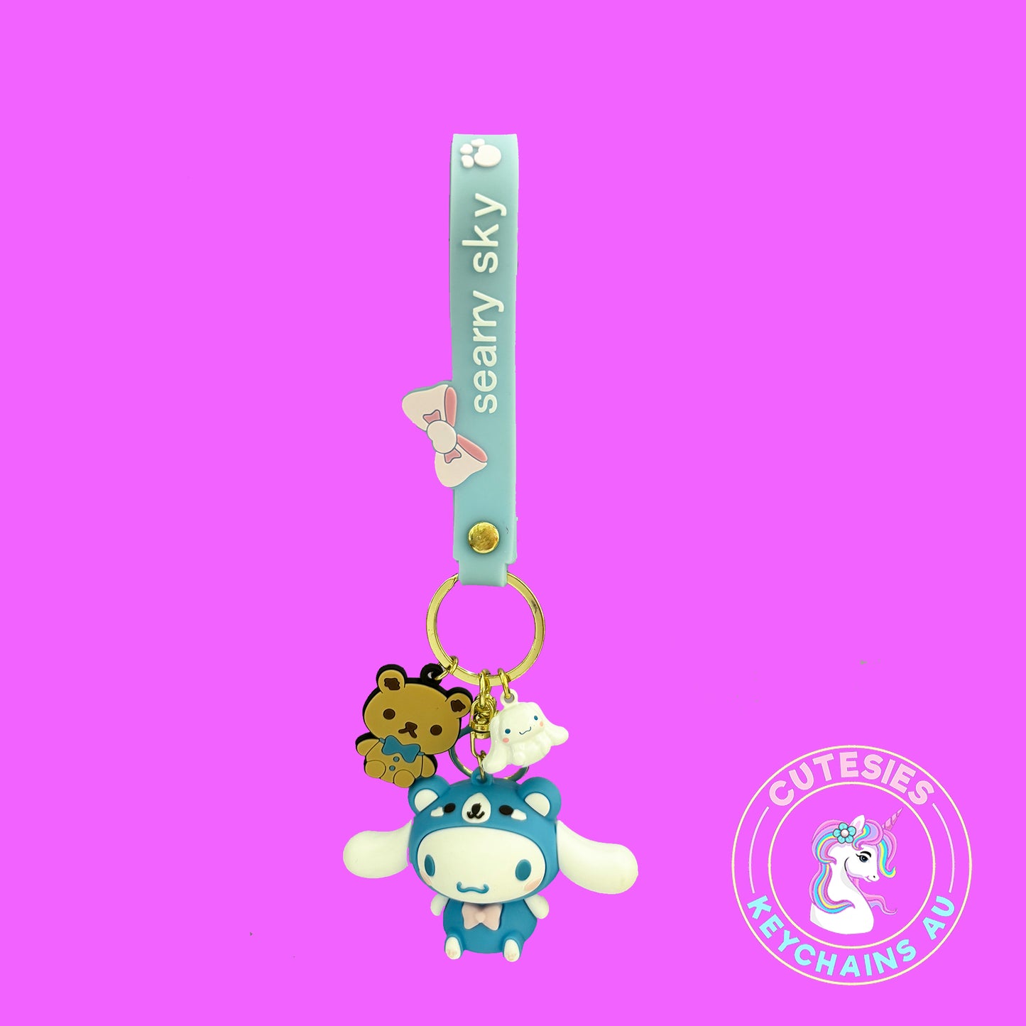 Cute Rabbit Cinnamorol Keychain - Cinnamorol keychain, 3d Keychain, Key Chain for girls, Keychain for kids, Gifts for girl keychain, kawaii keychain,