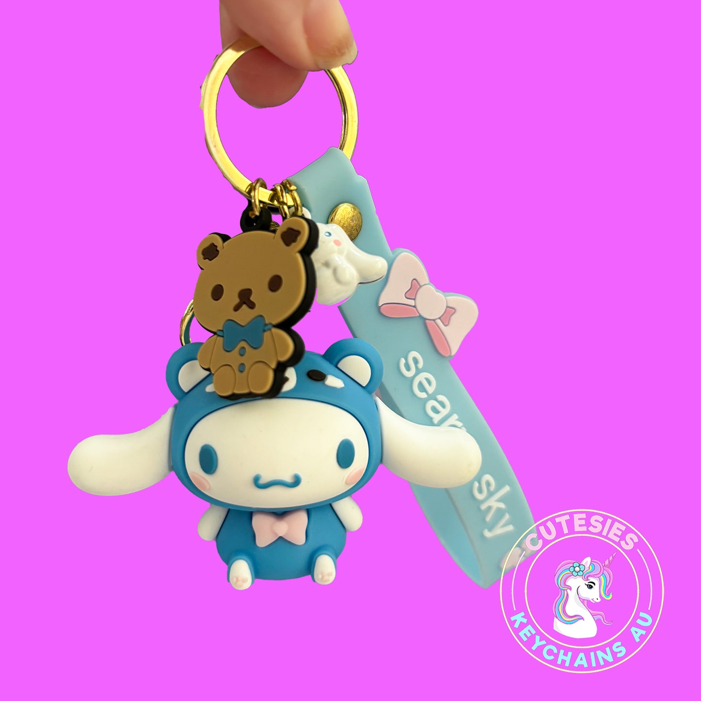 Cute Rabbit Cinnamorol Keychain - Cinnamorol keychain, 3d Keychain, Key Chain for girls, Keychain for kids, Gifts for girl keychain, kawaii keychain,