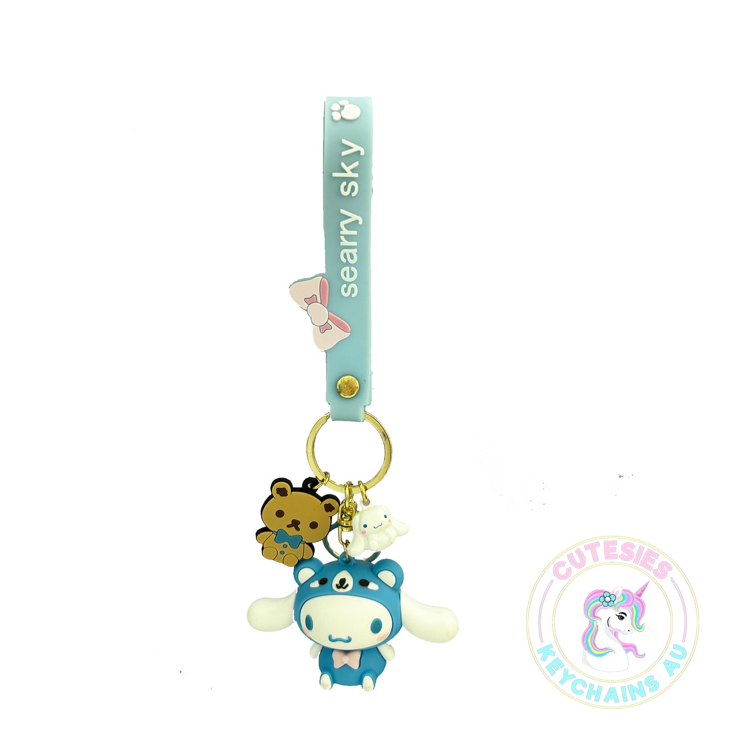 Cute Rabbit Cinnamorol Keychain - Cinnamorol keychain, 3d Keychain, Key Chain for girls, Keychain for kids, Gifts for girl keychain, kawaii keychain,