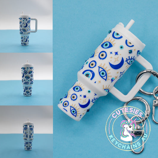 Mini tumbler Lip Balm Holder Keychain (Evil Eye) - Special Edition