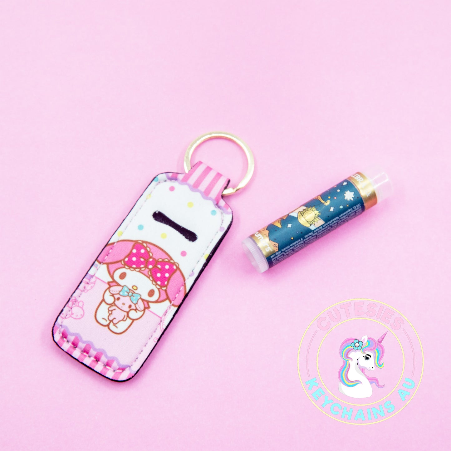 Cute Lip Gloss Pouch Keychain no.2 - lip gloss holder keychain, sanrio chapstick holder, kawaii lip balm case, cute keychain accessories,