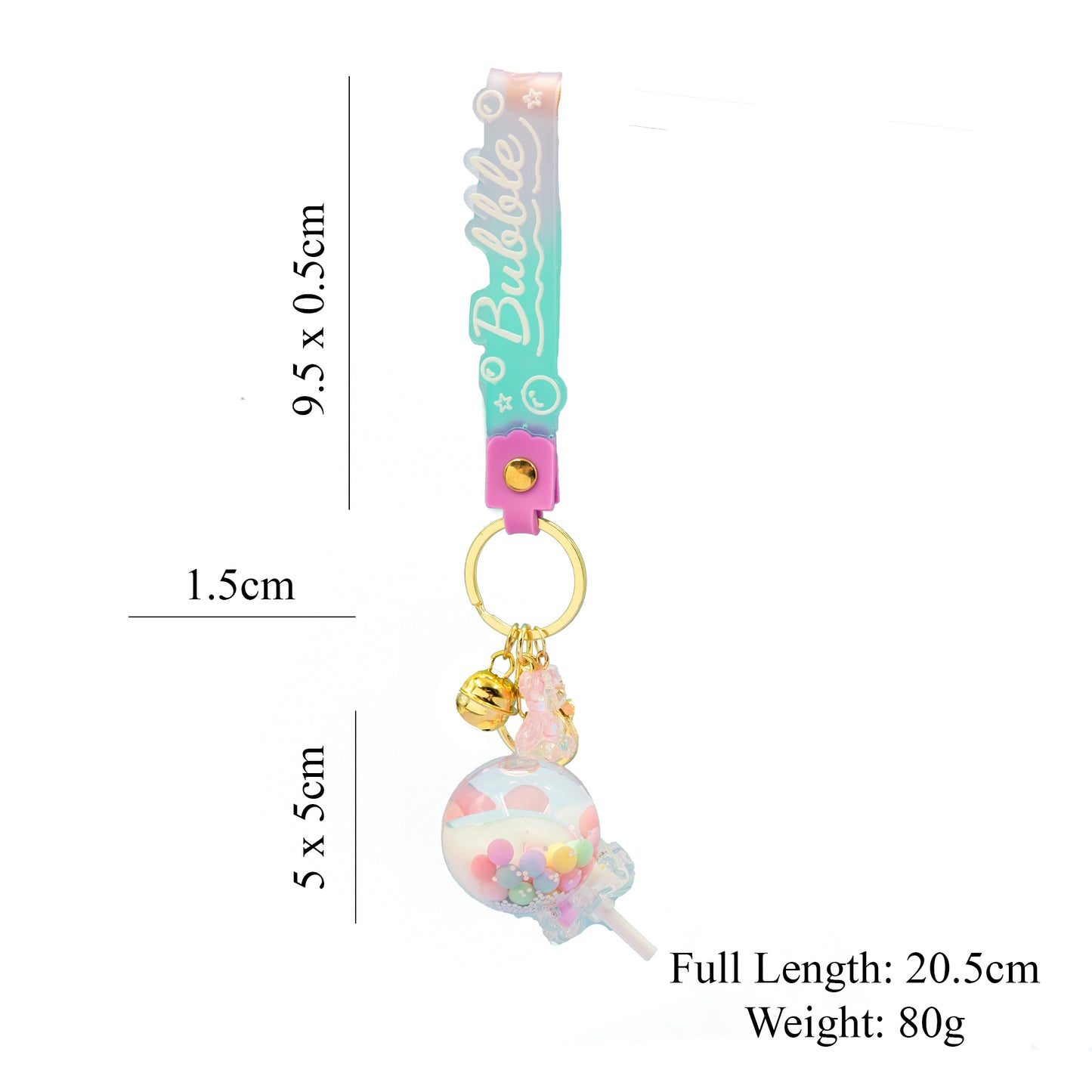 Cute Quicksand Lollipop Keychain (Clear) - 3d acrylic Keychain, Oil drip keychain, liquid keychain, Floating quicksand Keychain