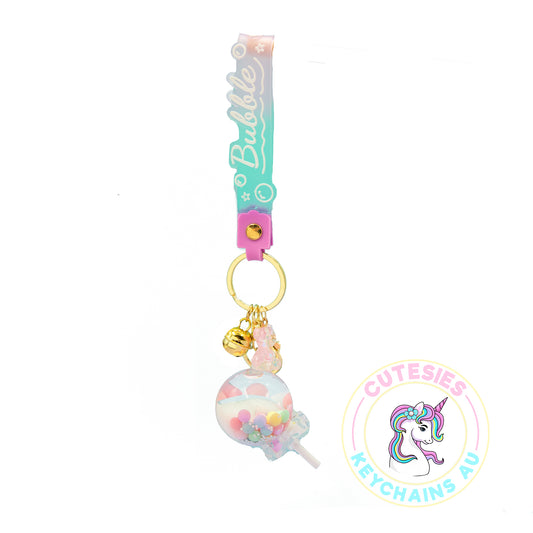 Cute Quicksand Lollipop Keychain (Clear) - 3d acrylic Keychain, Oil drip keychain, liquid keychain, Floating quicksand Keychain