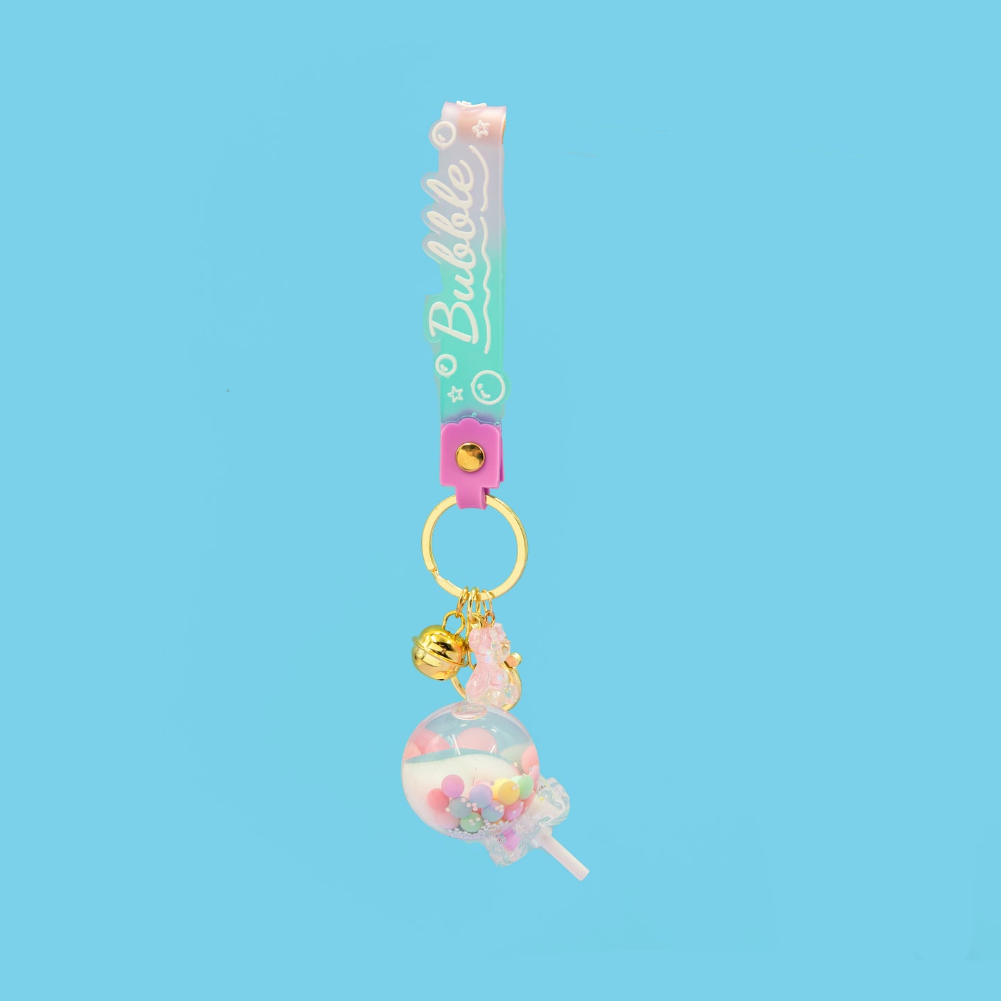 Cute Quicksand Lollipop Keychain (Clear) - 3d acrylic Keychain, Oil drip keychain, liquid keychain, Floating quicksand Keychain