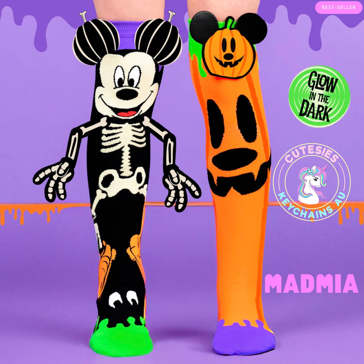 Mickey Mouse Socks - Glow in the dark - Toddler and Adult - Disney Socks, Mickey Mouse, Mickey mouse glow in the dark socks, halloween socks