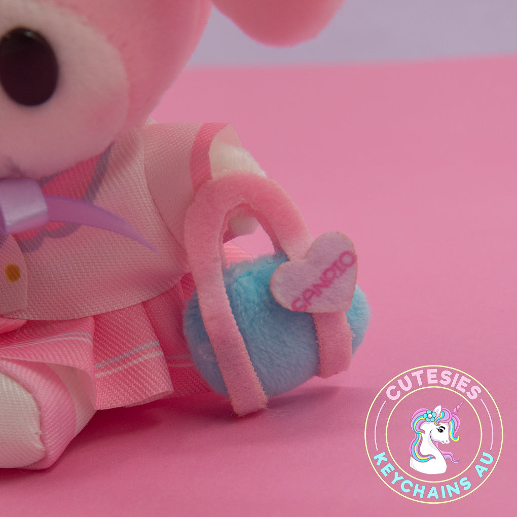 Cute Plush My Melody Keychain - cute plush keychain, kawaii Sanrio keychain, pastel pink keyring, My Melody bag charm, kawaii gift idea, plush My Melody accessory, Sanrio merch Australia