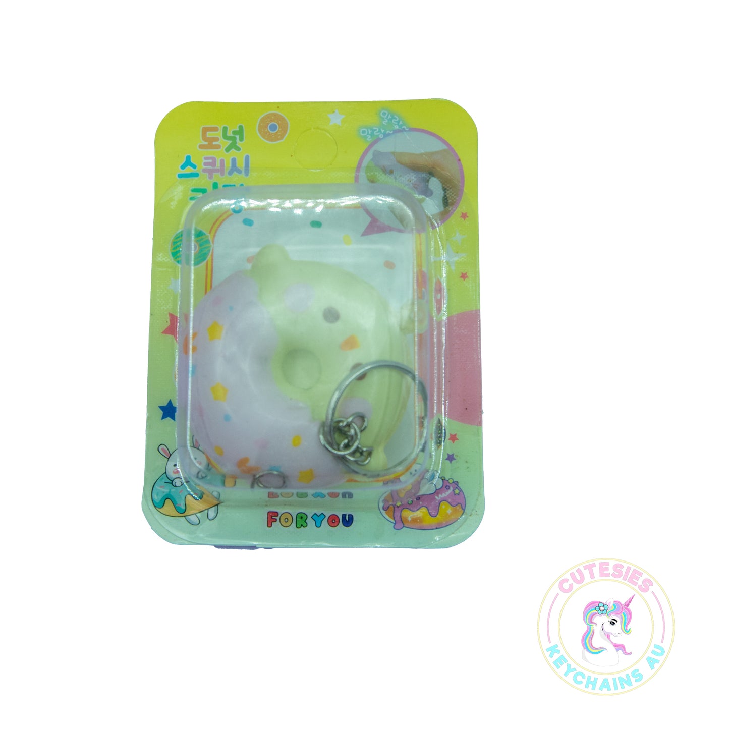 Cute DIY Squishy Keychain - Squish 6 -Kawaii squishy, donut keychain, DIY silver keychain, squishy animals, adorable keychain, cute accessory, portable squishy, compact keychain, kawaii accessory, DIY keychain craft (Copy)