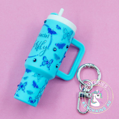 Mini tumbler Lip Balm Holder Keychain (Anti-social Butterfly - Standard Edition