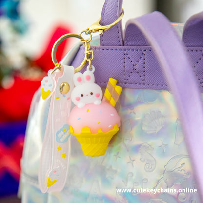 Cute Pink Easter Bunny Keychain, cute easter gift, order gift wrapping