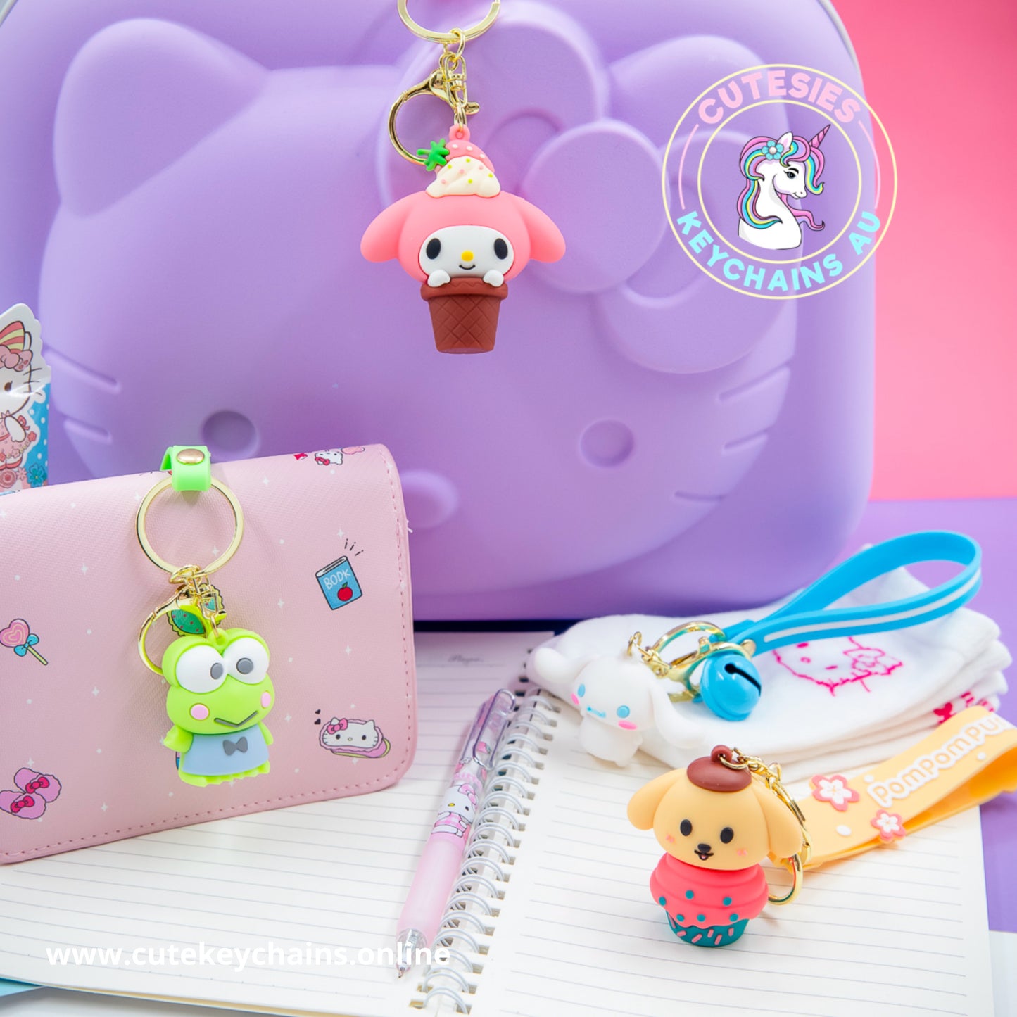 Cute PomPom Puppy Keychain -  3d Keychain, Key Chain for Women, Key Chain for kids, Gifts for girl keychain, kawaii keychain, cute keychain Australia, frog lover, Kawaii Lover&nbsp;