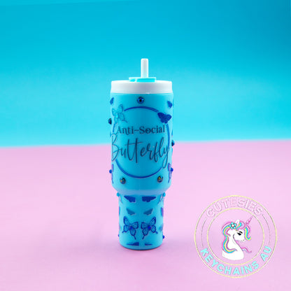 Mini tumbler Lip Balm Holder Keychain (Anti-social Butterfly - Standard Edition