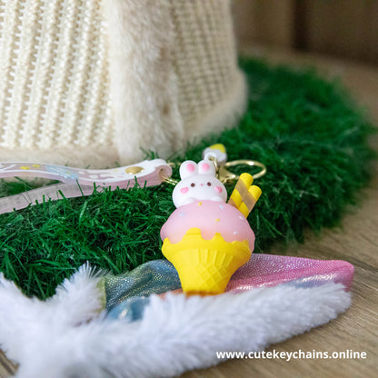 Cute Pink Easter Bunny Keychain, cute easter gift, order gift wrapping