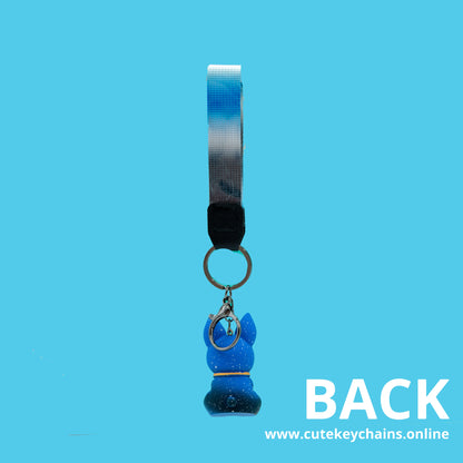 Cute Galaxy Dog Keychain (Blue) - 3d Keychain, keychain for men, Key Chain for kids,  Gifts for girl keychain, kawaii keychain,