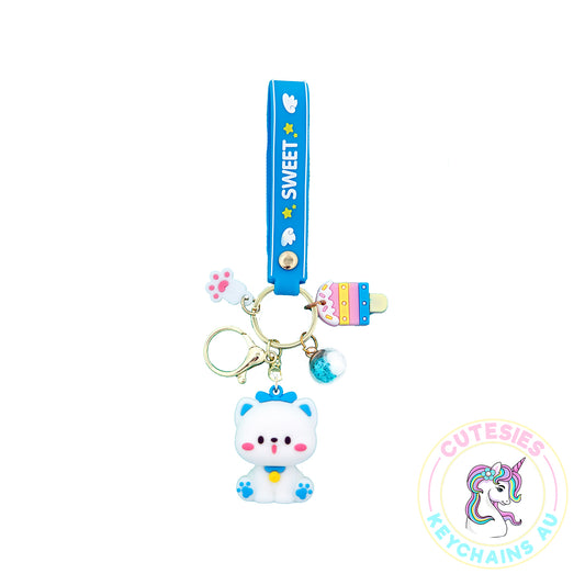 Cute Blue Kitty Keychain, Key Chain for Women, Key Chain for kids,  Gifts for girl keychain, kawaii keychain, cute keychain Australia