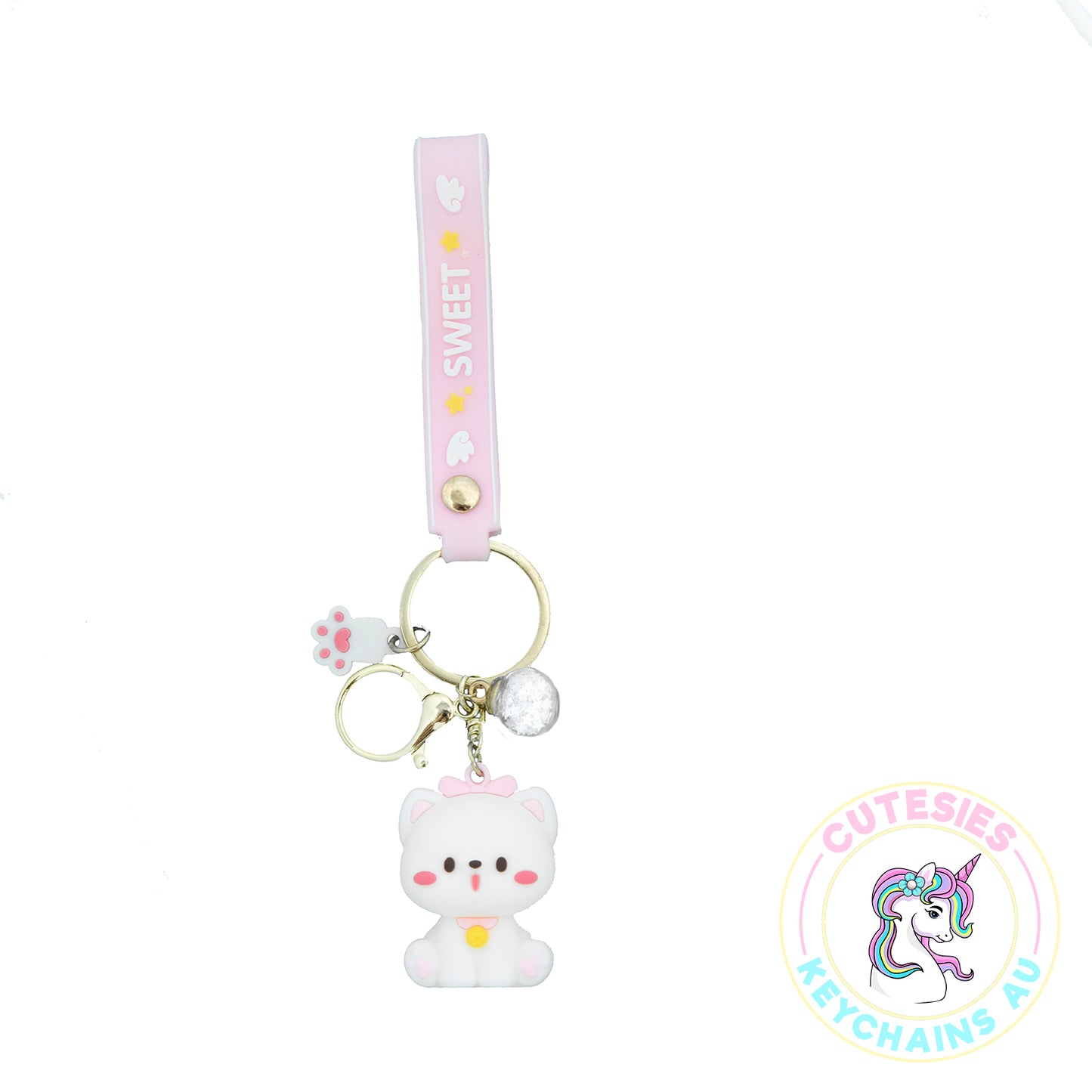 Cute Pink Cat Keychain, 3d Keyring,  Keychain Pattern Svg, Key Chain for Women, Key Chain for kids,  Gifts for girl keychain, kawaii keychain, cute keychain Australia