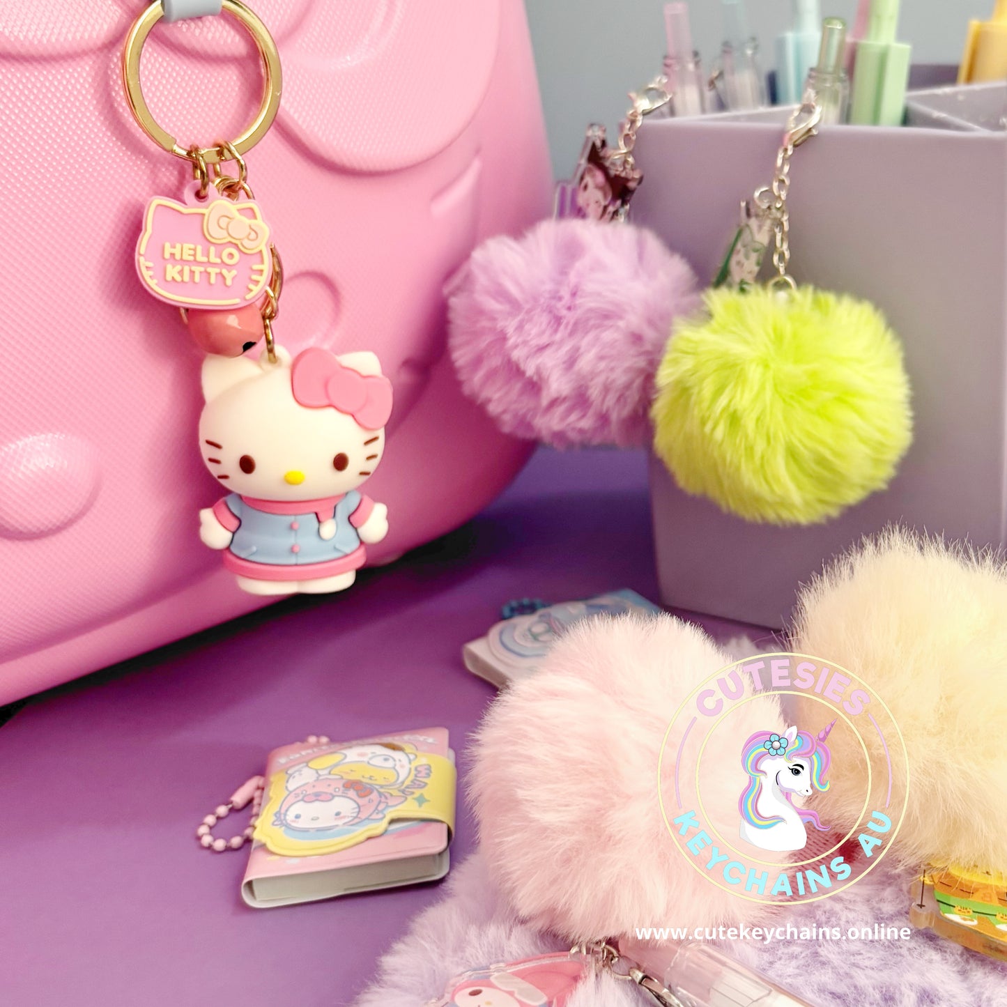 Cute Pastel Hello Kitty Keychain