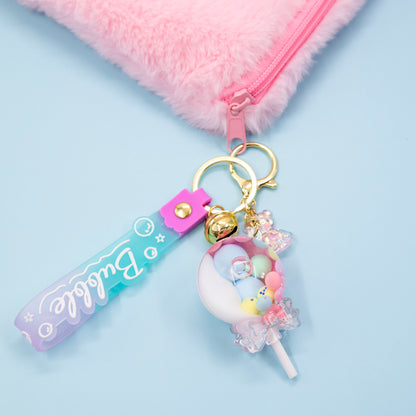 Cute Quicksand Lollipop Keychain (Clear) - 3d acrylic Keychain, Oil drip keychain, liquid keychain, Floating quicksand Keychain