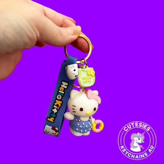 Cute Swimming Hello Kitty Keychain, Purple Keychain, keychain for girl, gift for girl, keychain for Bag