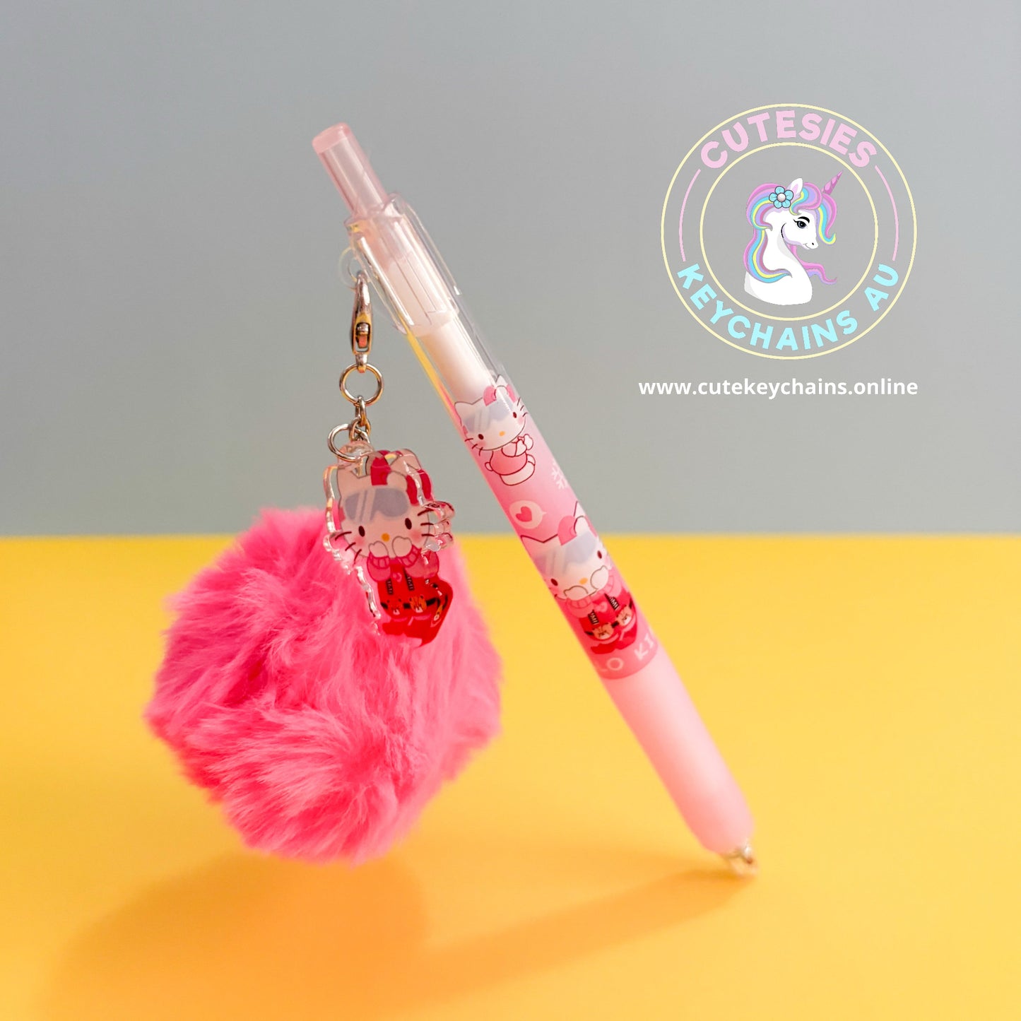 Hello Kitty Pen with pink pompom