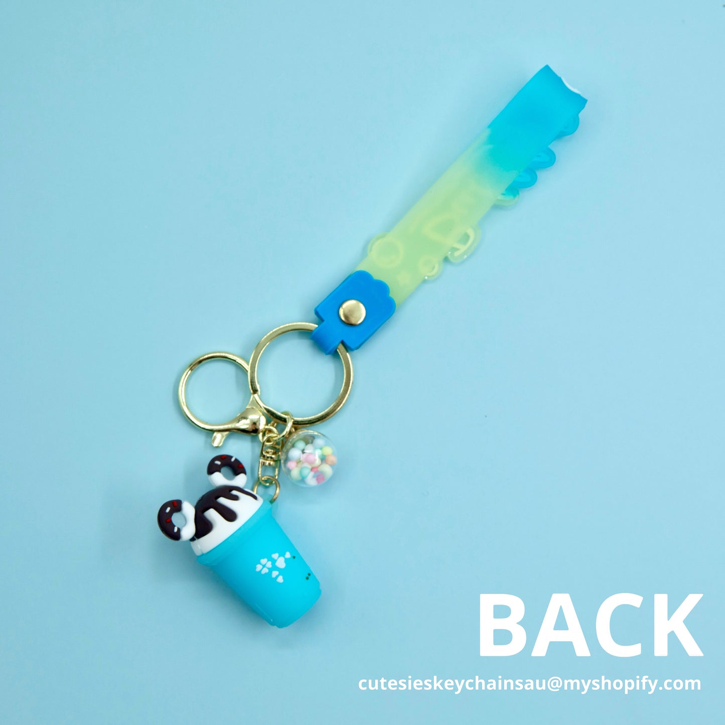 Cute blue boba keychain with matching pendants