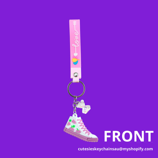 Cute Purple Shoe Keychain, 3d Keyring, Floral Keychain, Keychain Pattern Svg, Key Chain for Women,