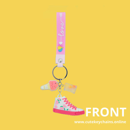 Cute Peach Shoe Keychain, 3d Keyring, Floral Keychain, Keychain Pattern Svg, Key Chain for Women,
