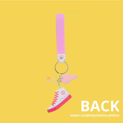 Cute Peach Shoe Keychain,  3d Keyring, Floral Keychain, Keychain Pattern Svg, Key Chain for Women,