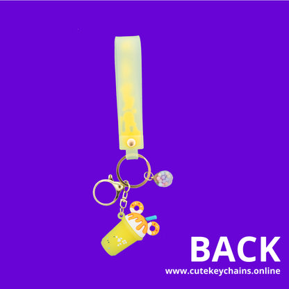 Cute Yellow Boba Keychain, Keychain Pattern Svg, Key Chain for Women, Key Chain for Women, Key Chain for kids,  Gifts for girl keychain