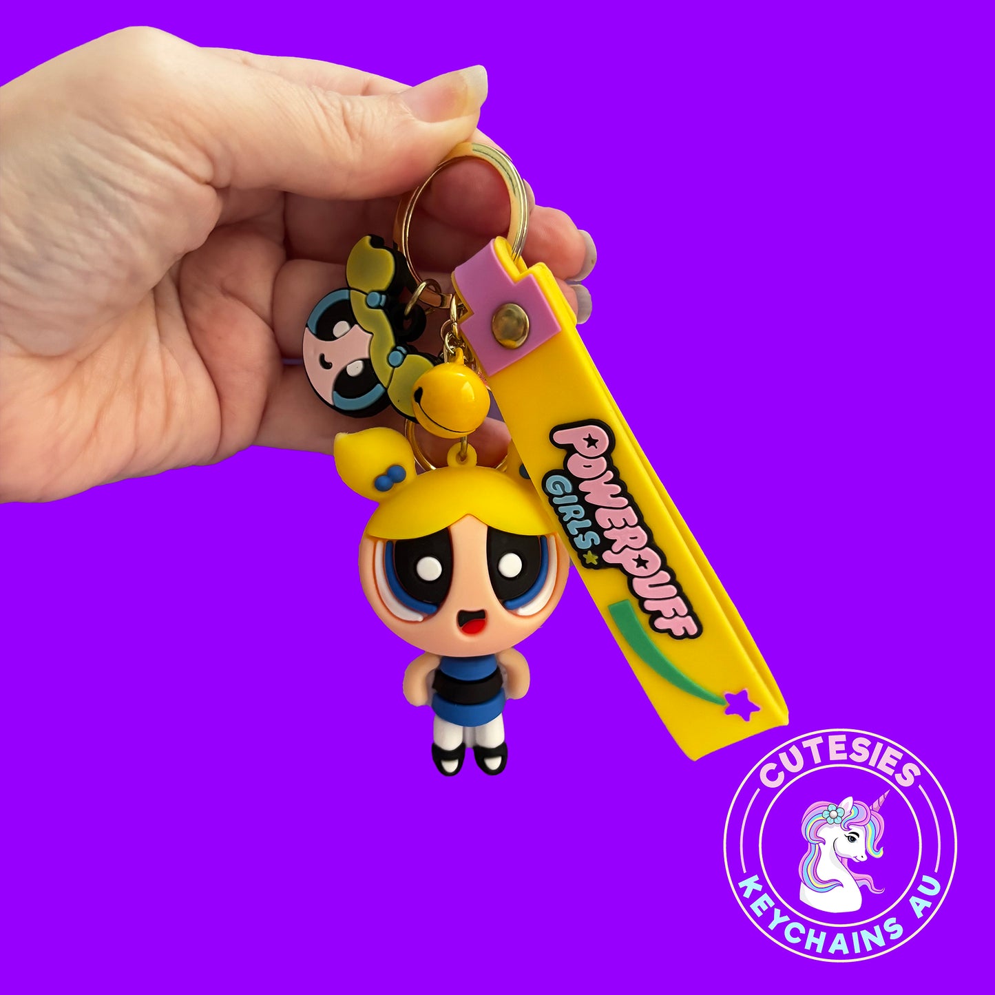 Cute power puff girl keychain, gift for girl, character keychain, power puff girl yellow , girls keychain (Copy)