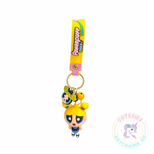 Cute power puff girl keychain, gift for girl, character keychain, power puff girl yellow , girls keychain (Copy)