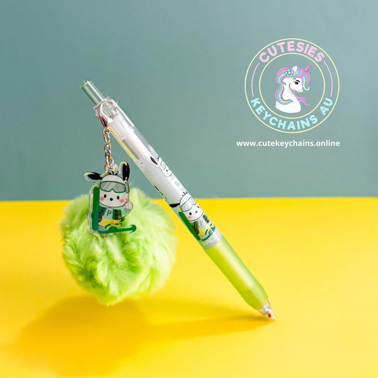 Kawaii Dog Pen, with green pompom