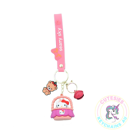 Cute Hello Kitty Cat Basket Keychain, Key Chain for Women, Key Chain for kids,  Gifts for girl keychain, kawaii keychain, cute keychain Australia