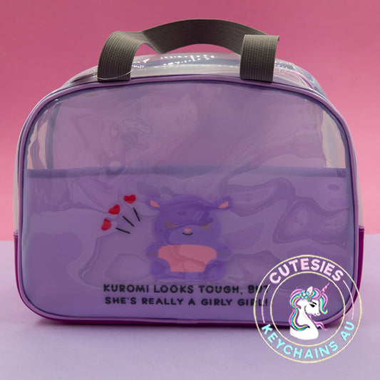 Cute Large PVC Purple Kuromi Bag - Kuromi bag, Kuromi PVC bag, Sanrio shoulder bag, clear kawaii bag, purple Kuromi purse, anime fashion accessory, kawaii shoulder bag, Kuromi merch Australia