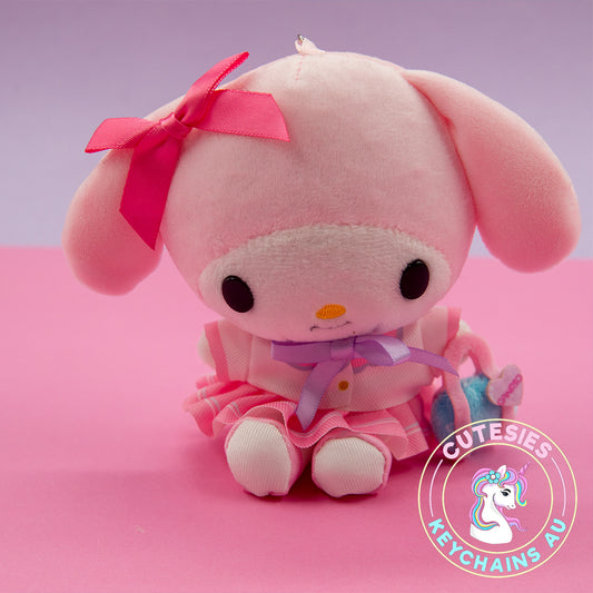 Cute Plush My Melody  Keychain - cute plush keychain, kawaii Sanrio keychain, pastel pink keyring, My Melody bag charm, kawaii gift idea, plush My Melody accessory, Sanrio merch Australia