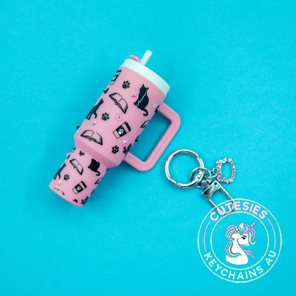 Mini tumbler Lip Balm Holder Keychain (cat Print Bling) - Standard Edition